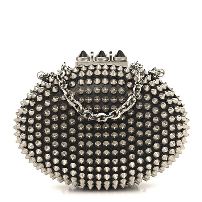 Christian Louboutin Metallic Suede Burma Strass Mina Chain Clutch Lichen 1 of 9