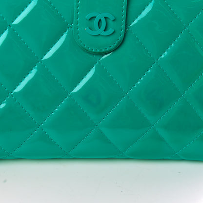Chanel Patent Quilted Zip Pocket Wallet Turquoise 17 of 26