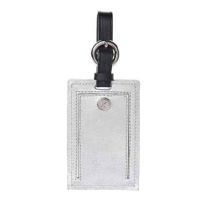Chanel Metallic Calfskin Luggage Tag Silver Black 1 of 3