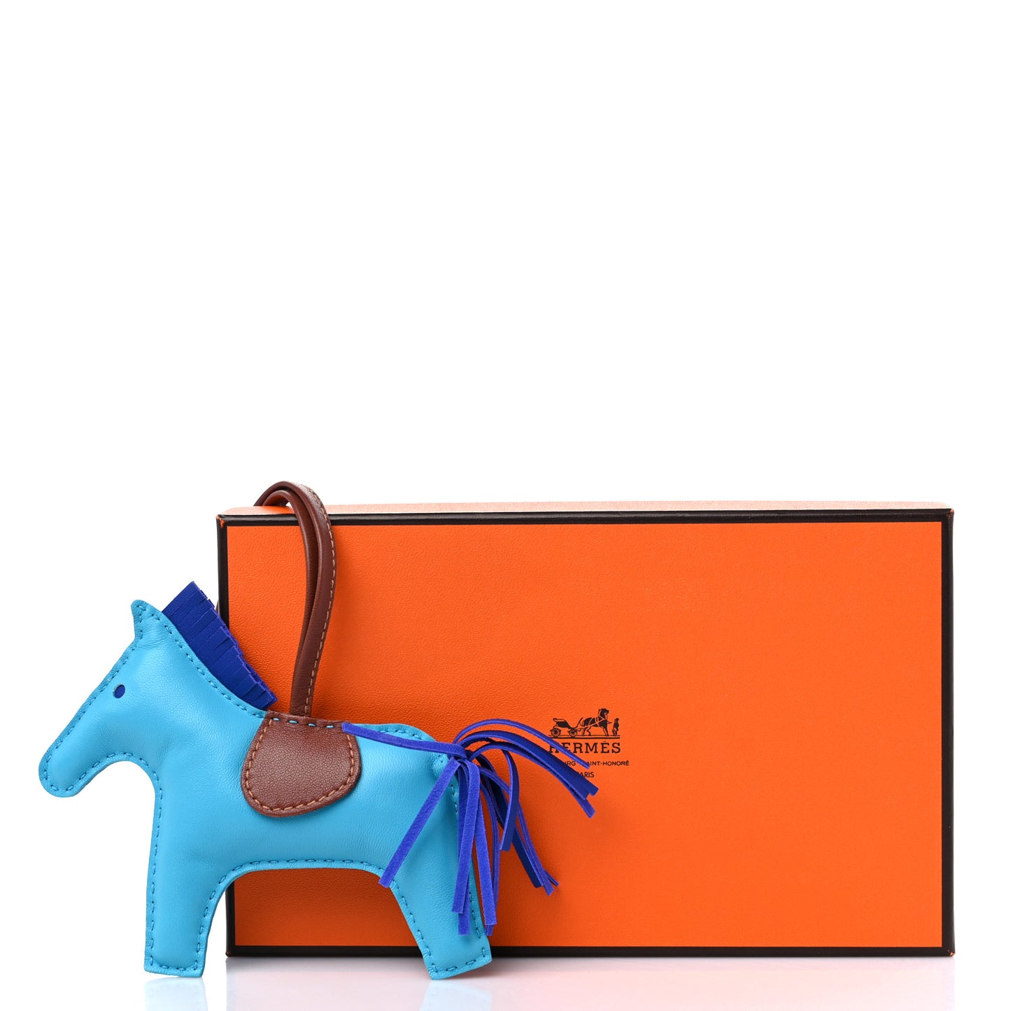 Milo Lambskin Grigri Rodeo Horse Bag Charm MM Bleu Azteque Bleu Electrique Fauve