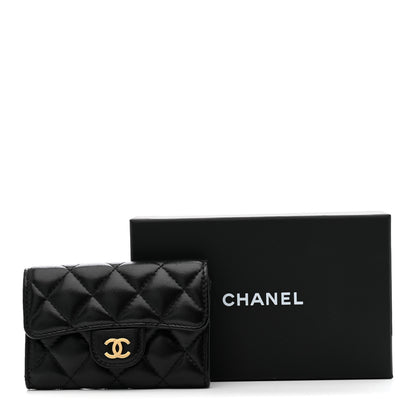 Chanel Lambskin Quilted Flap Card Holder Wallet Black 9 of 9