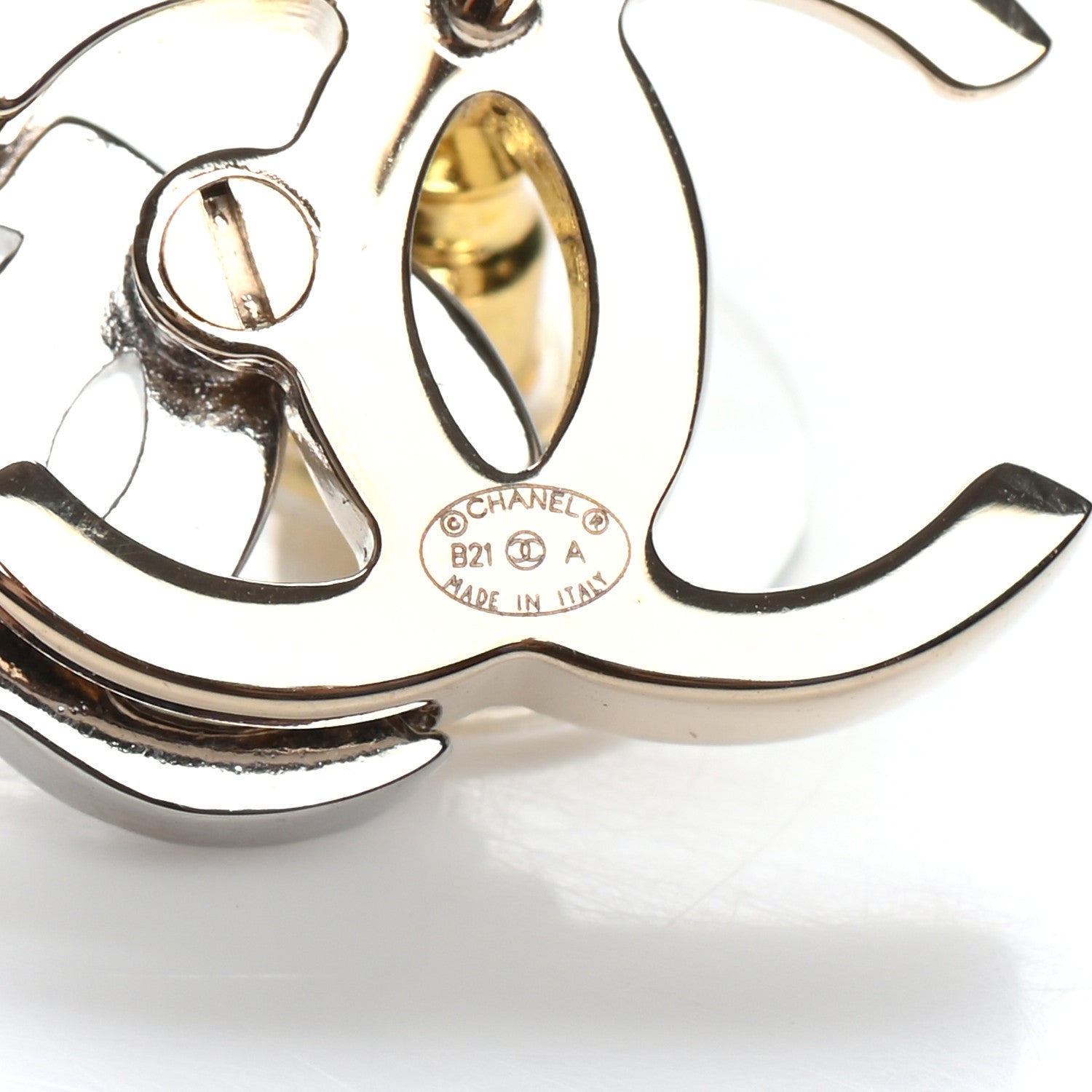 Chanel Crystal Double CC Earrings Gold Silver 4 of 4