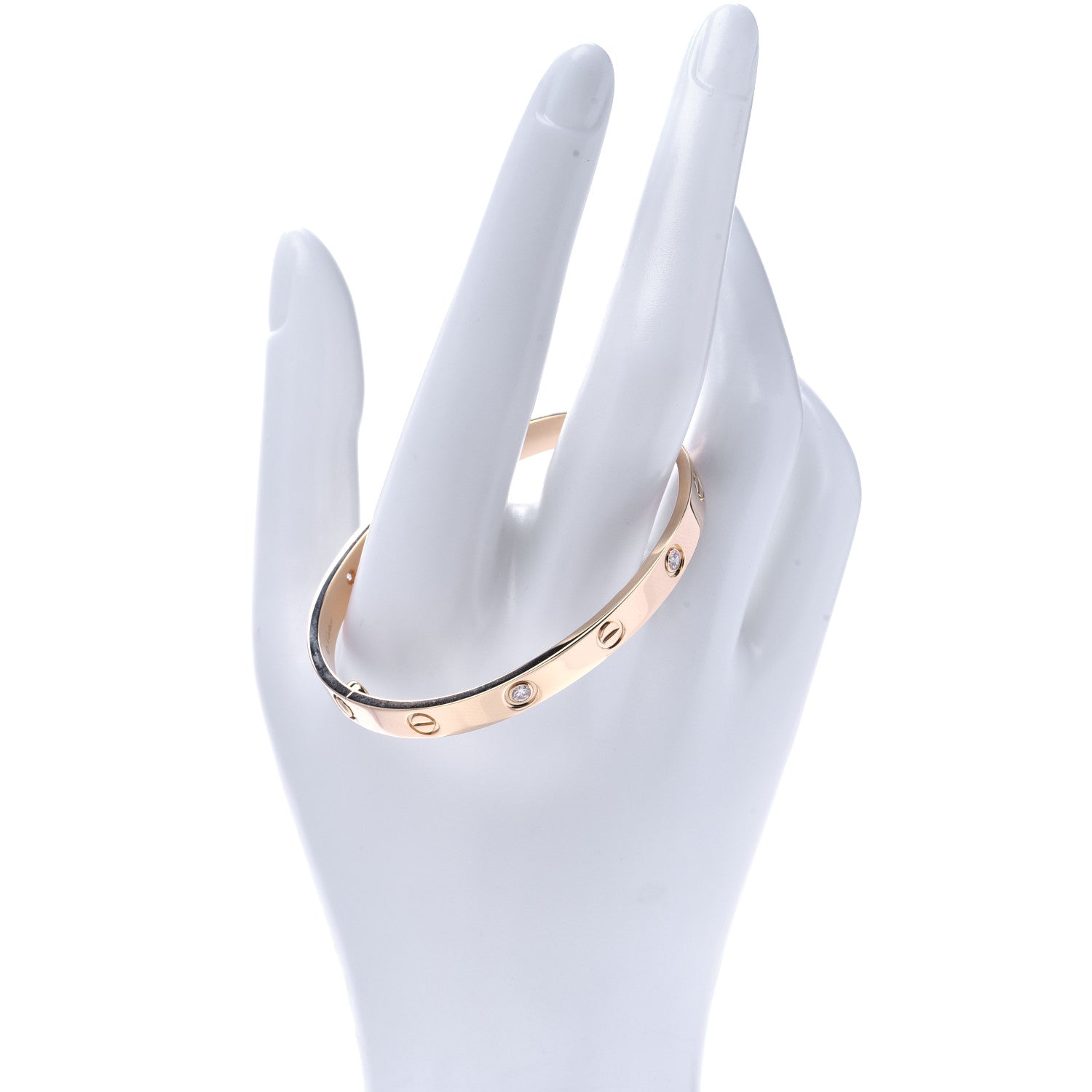 Cartier 18K Yellow Gold 4 Diamond LOVE Bracelet 17 2 of 6