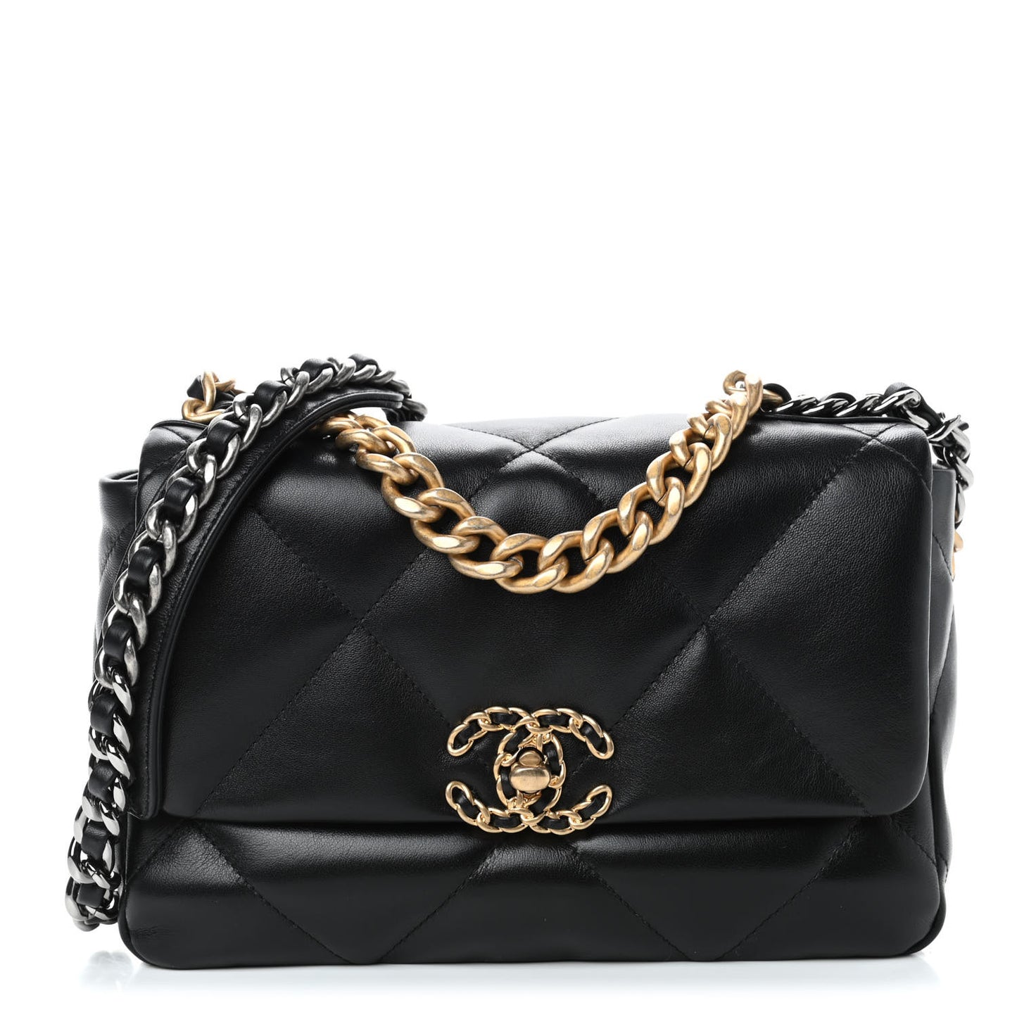Lambskin Quilted Medium Chanel 19 Flap Black