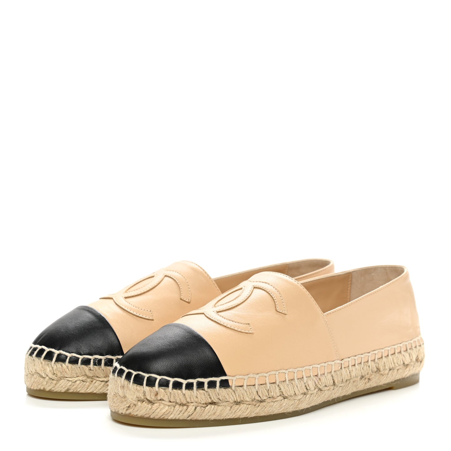 Lambskin CC Espadrilles 38 Beige Black