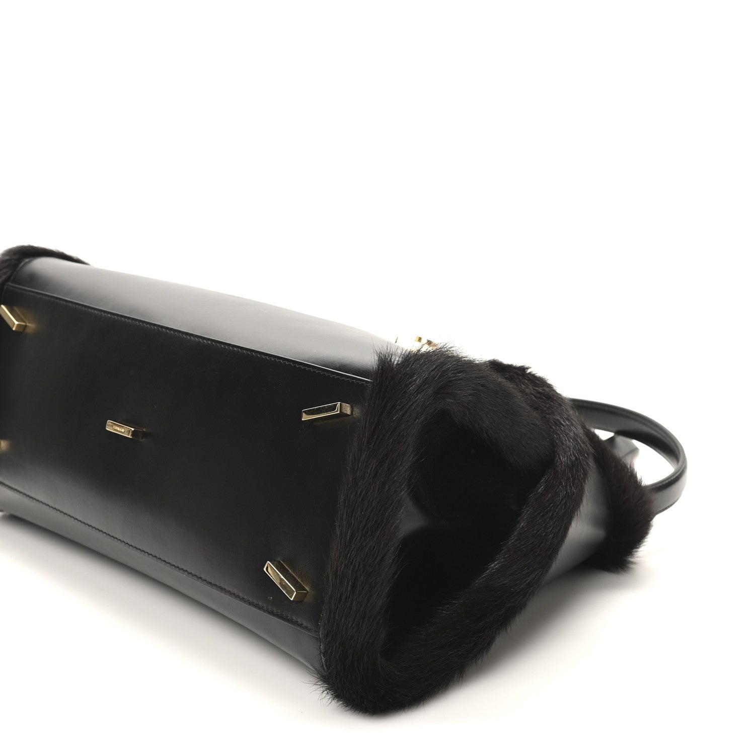 Salvatore Ferragamo Calfskin Shearling Medium Hug Bag Black 9 of 9