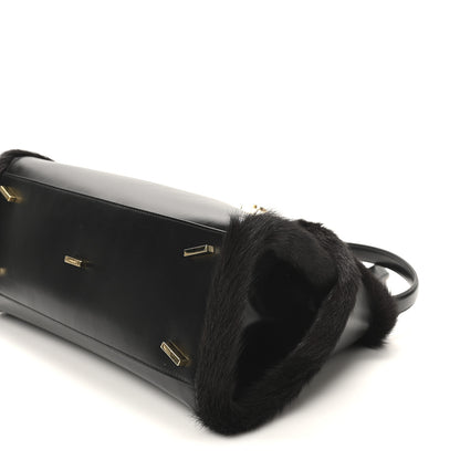 Salvatore Ferragamo Calfskin Shearling Medium Hug Bag Black 9 of 9
