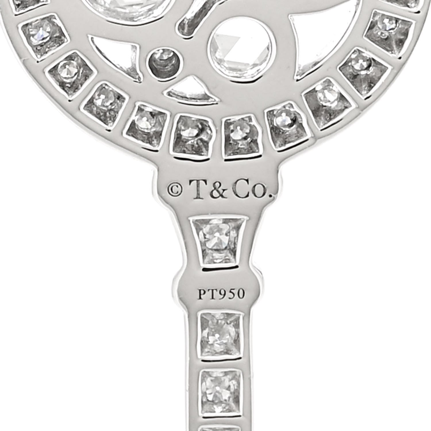 Tiffany Platinum Diamond Cobblestone Key Pendant 4 of 5
