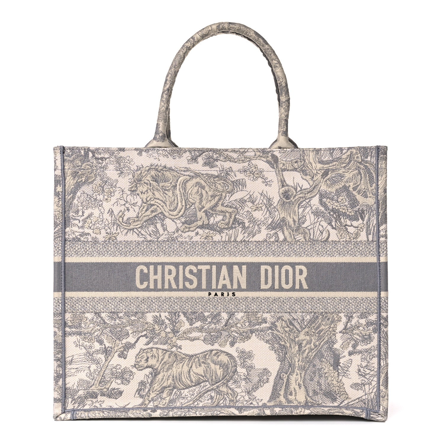 Christian Dior Canvas Embroidered Large Dioriviera Toile De Jouy Book Tote Gray 1 of 14