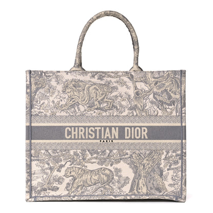 Christian Dior Canvas Embroidered Large Dioriviera Toile De Jouy Book Tote Gray 1 of 14