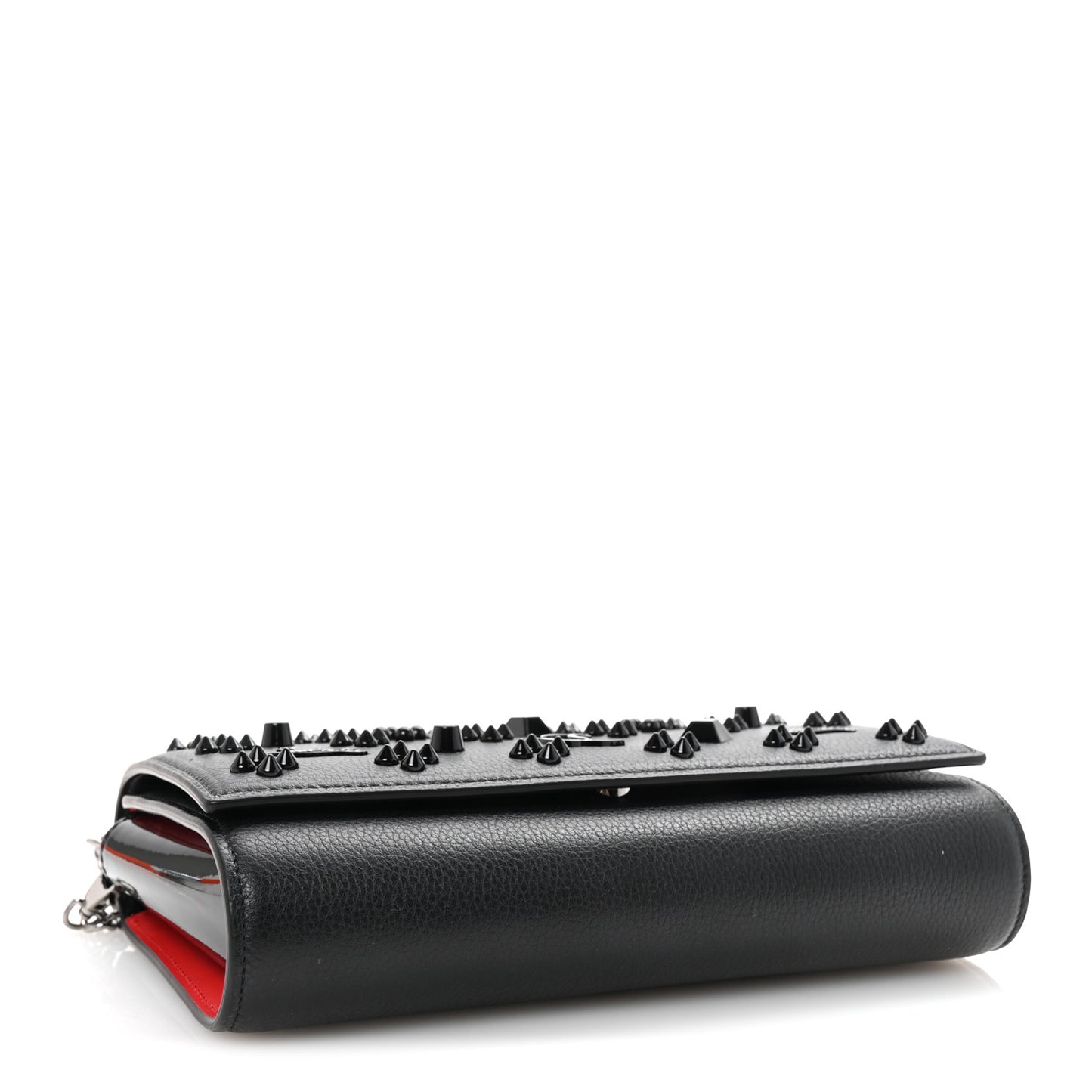 Calfskin Spikes Loubinthesky Paloma Clutch Black