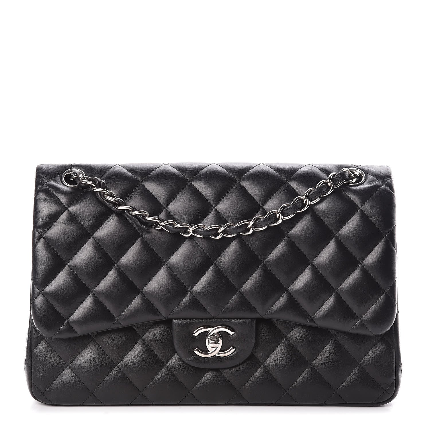 Chanel Lambskin Quilted Jumbo Double Flap Black 1 of 11