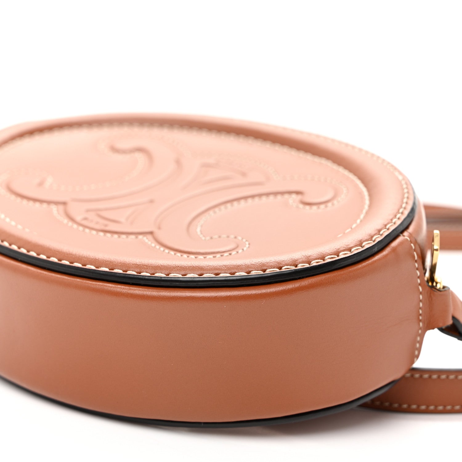 Celine Smooth Calfskin Cuir Small Triomphe Oval Crossbody Purse Tan 9 of 10