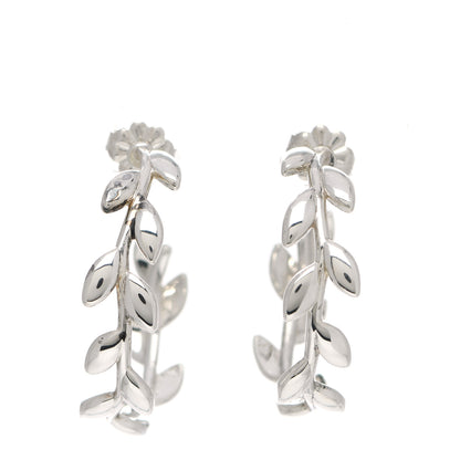 Tiffany Sterling Silver Paloma Picasso Olive Leaf Hoop Earrings 1 of 4