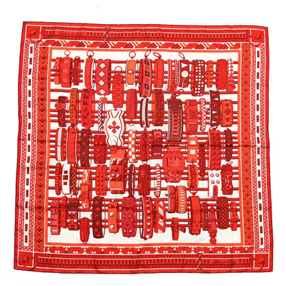 Hermes Silk Colliers de Chiens Scarf 90 Rouge Blanc Bordeaux 1 of 5