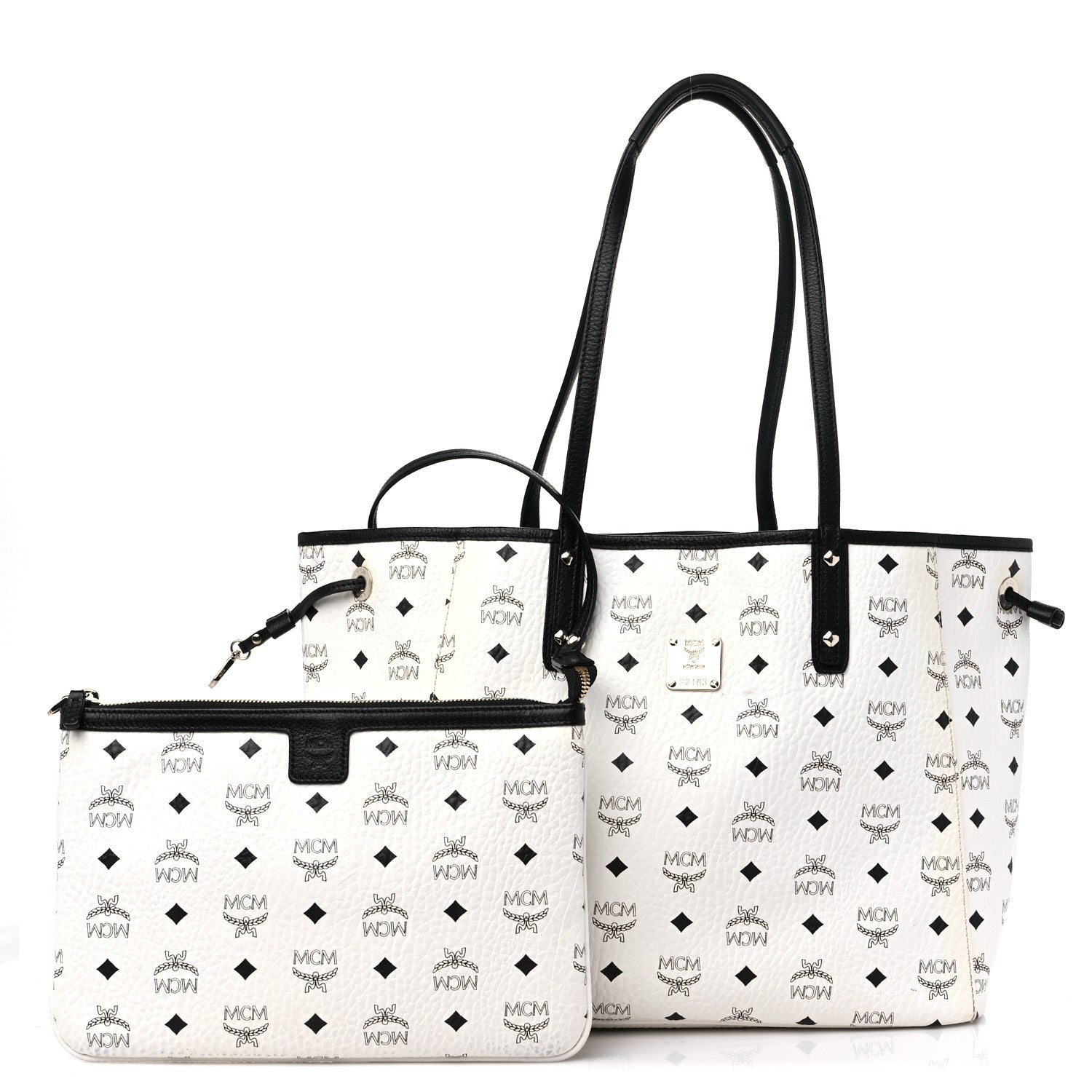MCM Visetos Medium Project Reversible Shopper Tote White 1 of 17