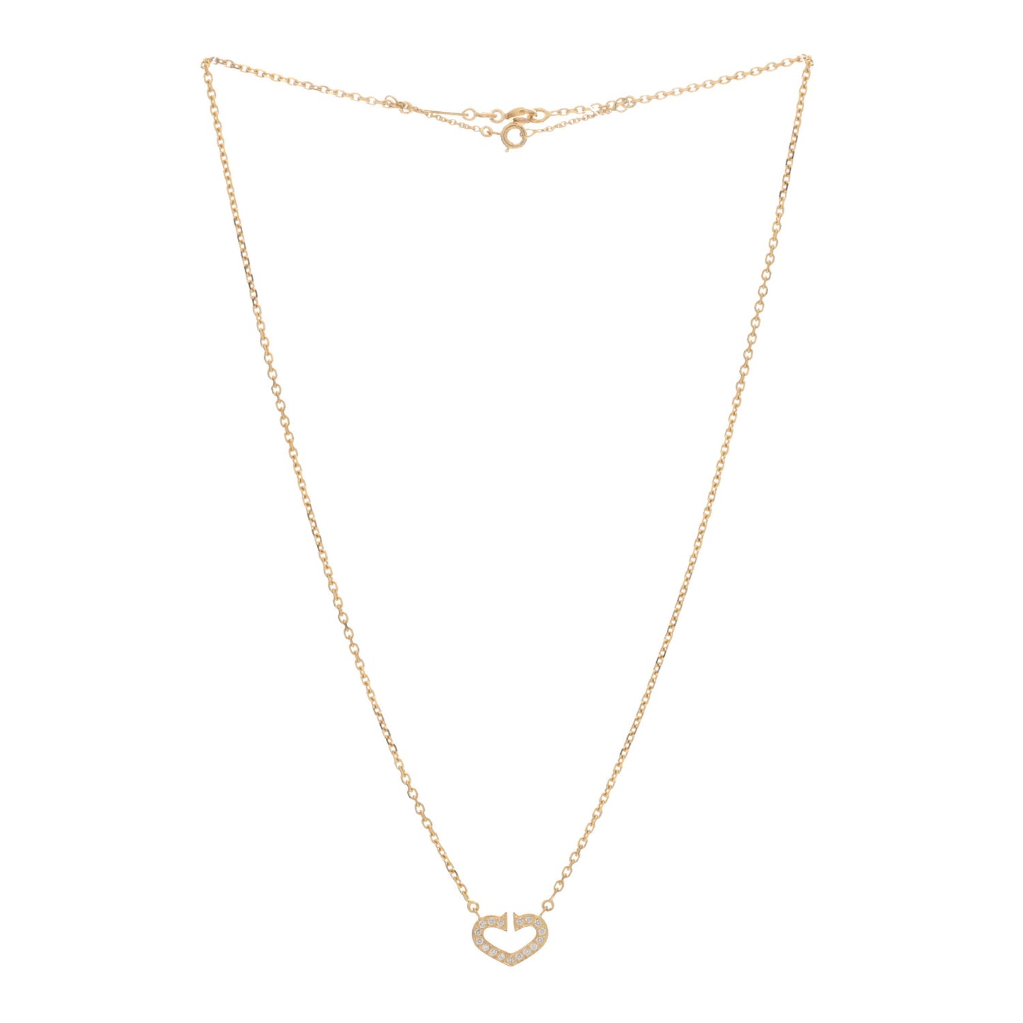 18K Yellow Gold Diamond Hearts And Symbols Pendant Necklace