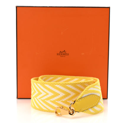 Hermes Toile Swift 50mm Sangle ZigZag Shoulder Strap Jaune Citron Blanc Jaune De Naples 5 of 5