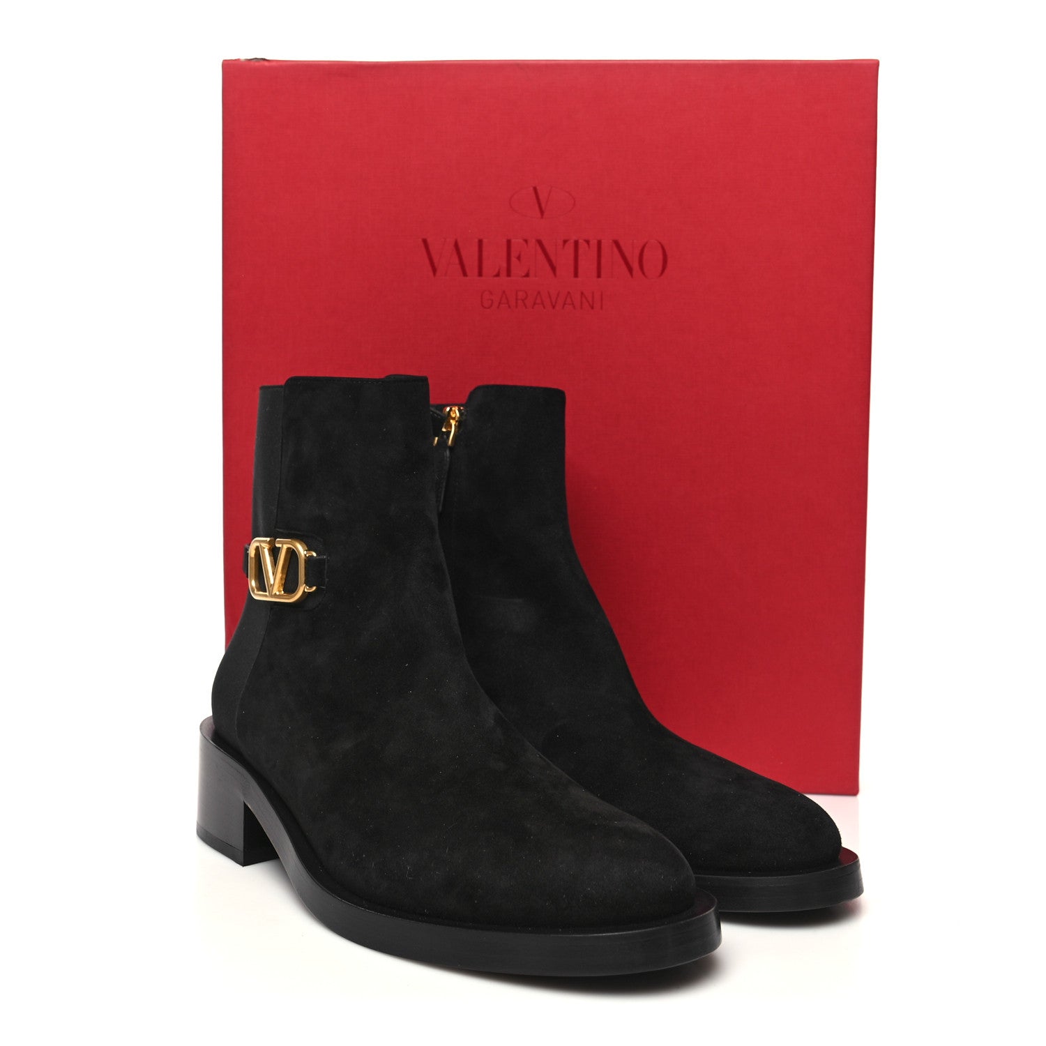 Valentino Garavani Suede VLogo 30mm Ankle Boots 39 Black 9 of 9