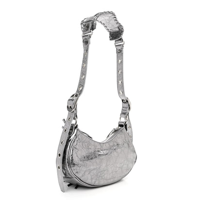 Balenciaga Metallic Agneau Arena Le Cagole Shoulder Bag XS Silver 3 of 12