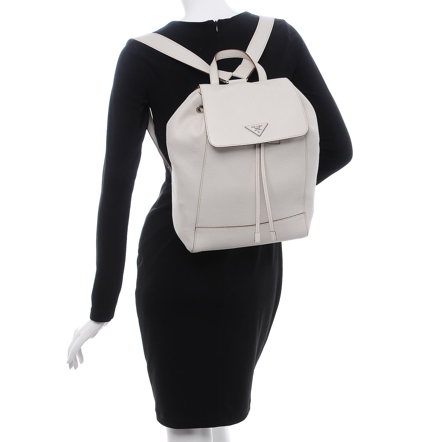 Prada Vitello Daino Cinch Backpack Talco 2 of 12