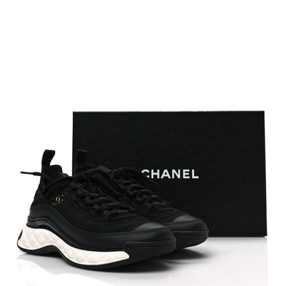 Chanel Velvet Calfskin Mixed Fibers CC Sneakers 37 Black 9 of 9
