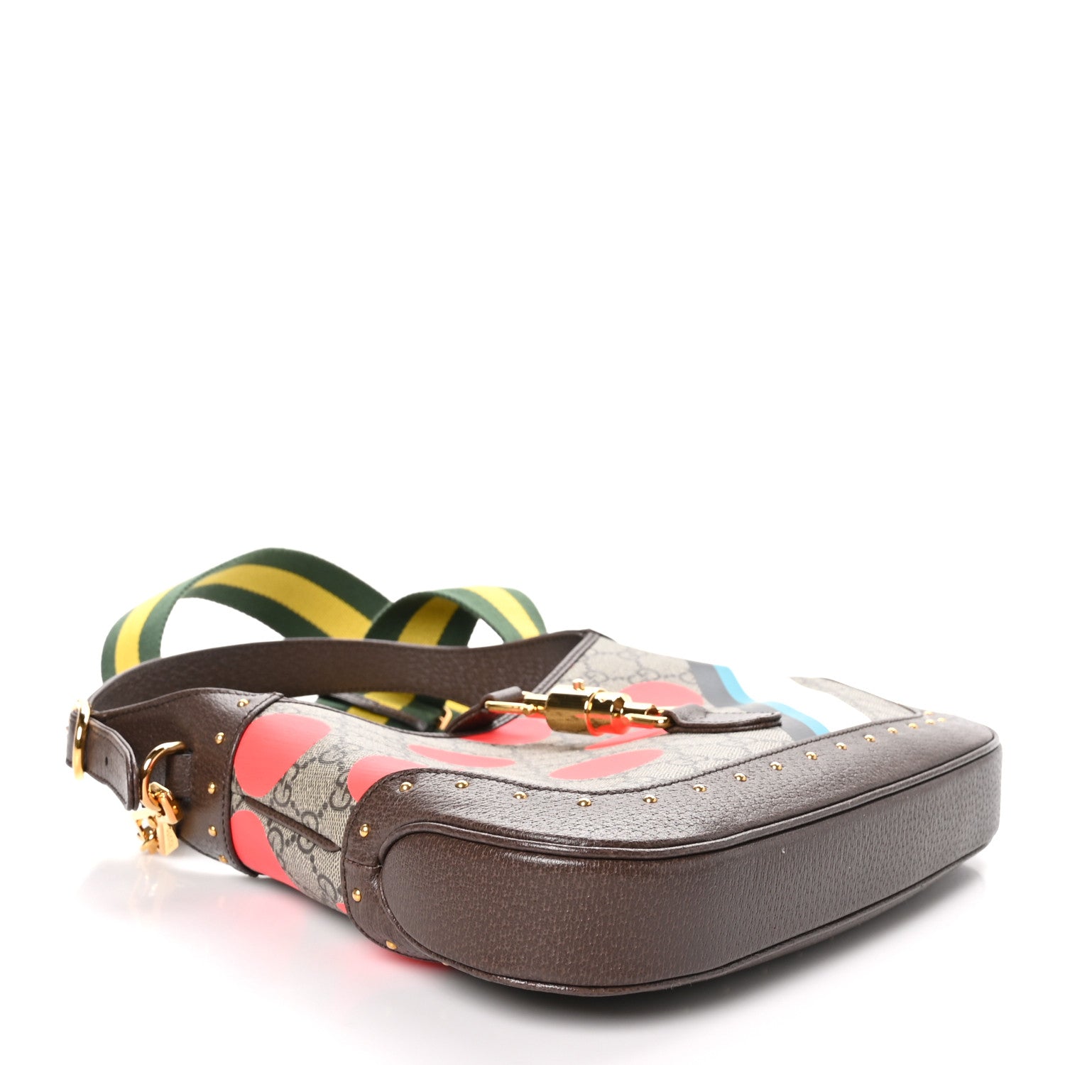 Gucci GG Supreme Monogram Geometric Textured Dollar Calfskin Web Small Jackie 1961 Hobo 4 of 10