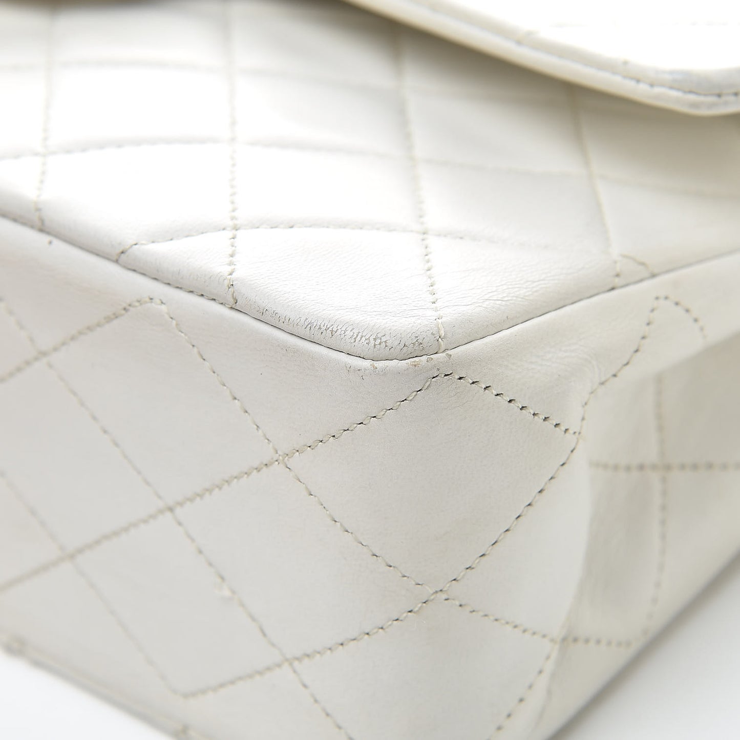 Lambskin Quilted Medium Double Flap White