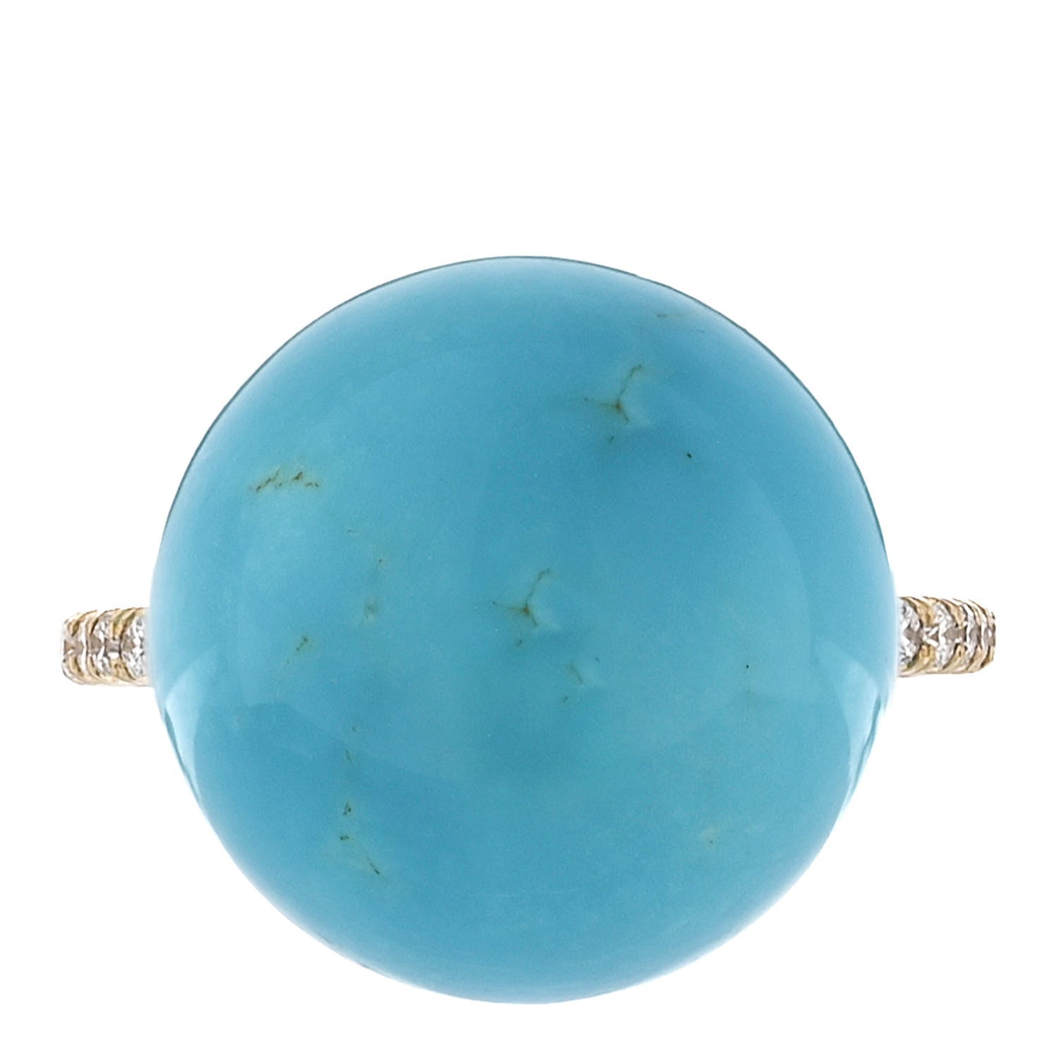 Irene Neuwirth 18K Yellow Gold Diamond Turquoise Large Gumball Ring 54 7 1 of 7