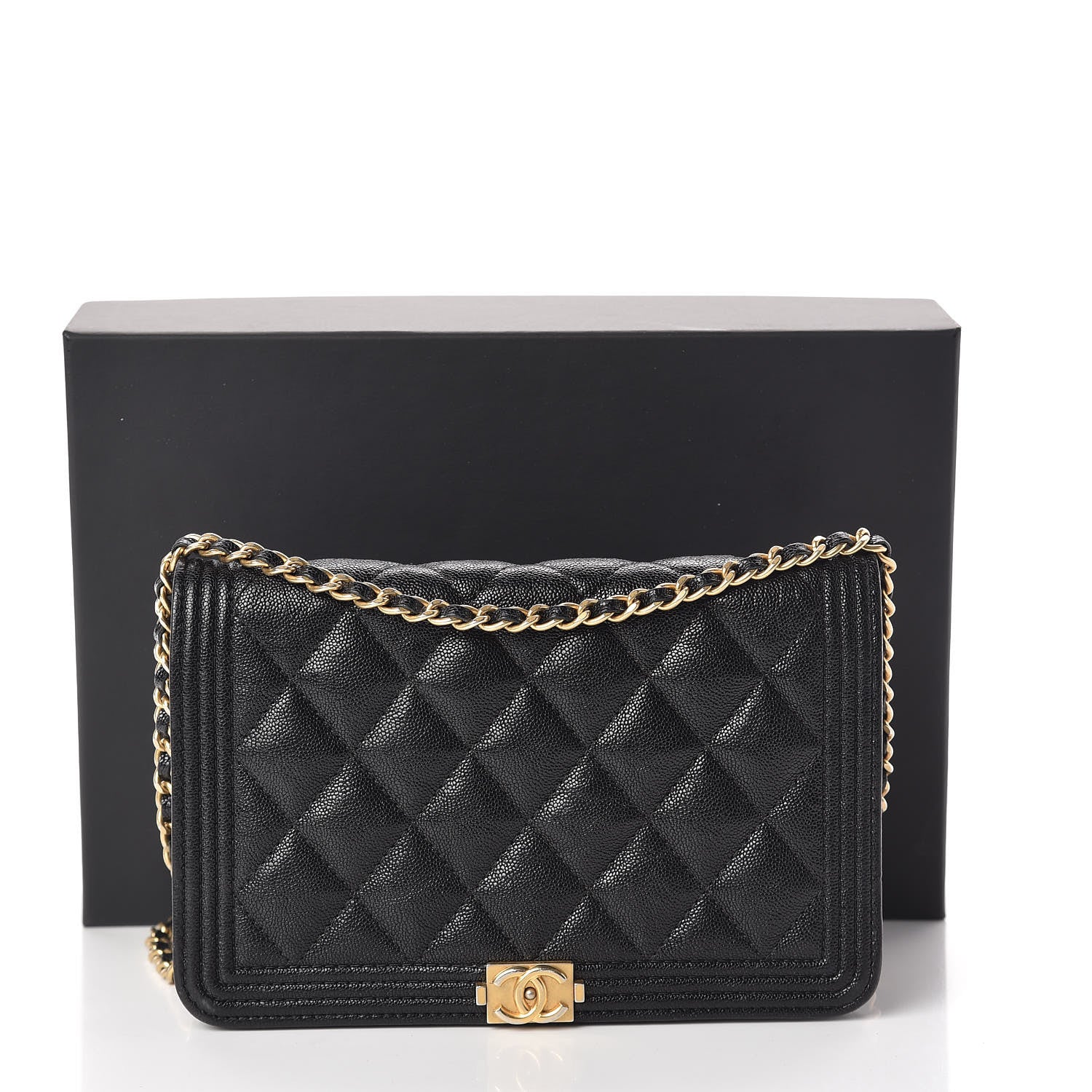 Chanel Caviar Quilted Boy Wallet On Chain WOC Black 21 of 21