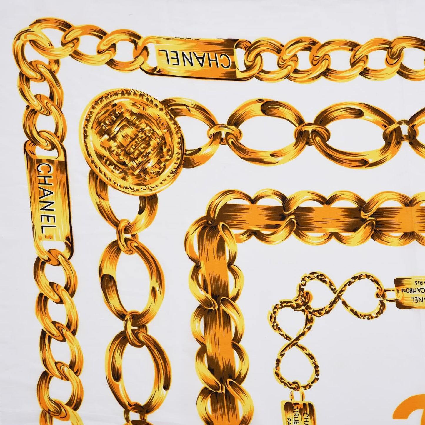 Silk CC Chain Scarf White