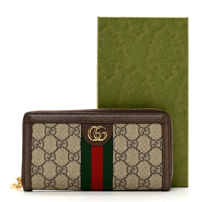Gucci GG Supreme Monogram Web Ophidia Zip Around Wallet Brown 8 of 8