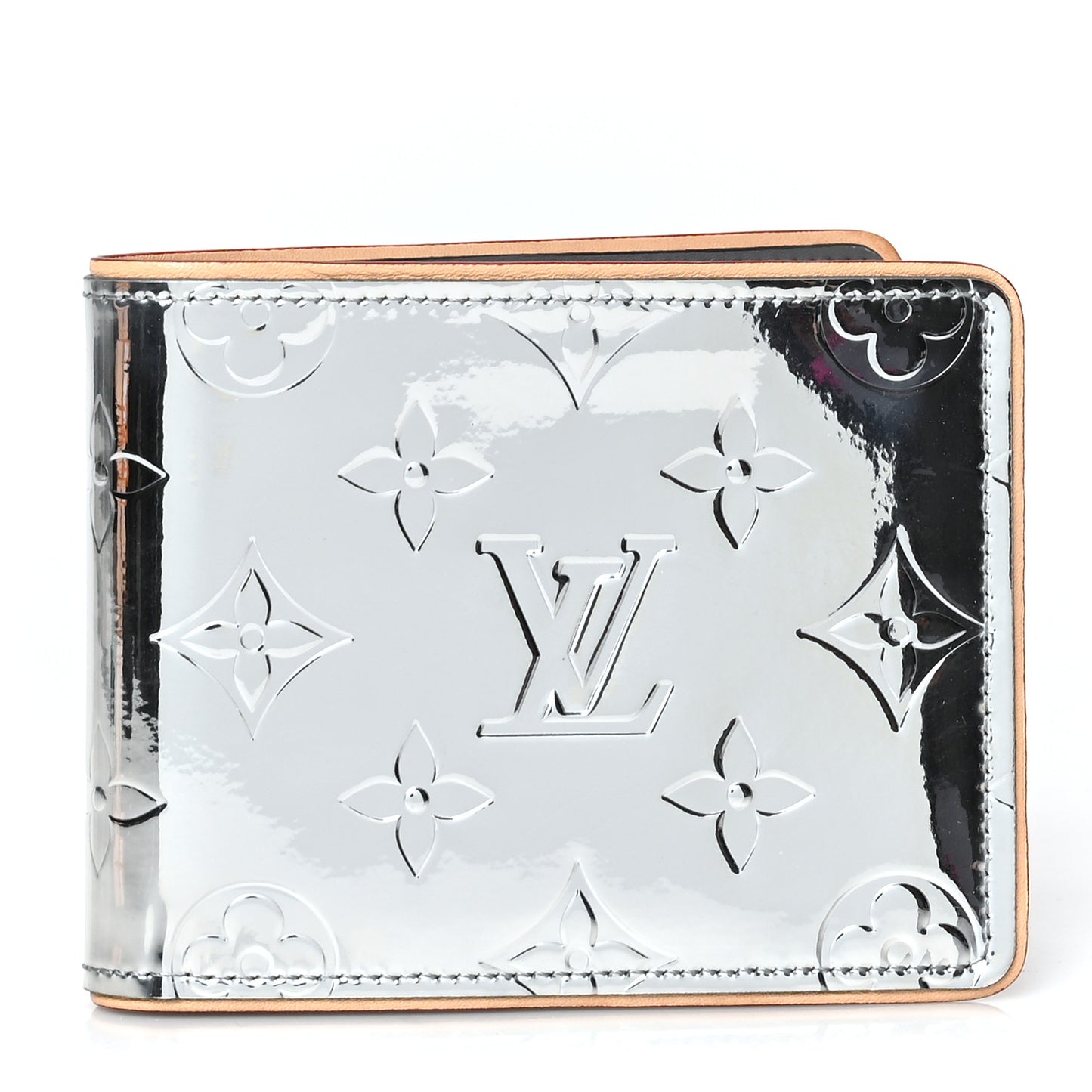 Monogram Mirror Slender Wallet Silver