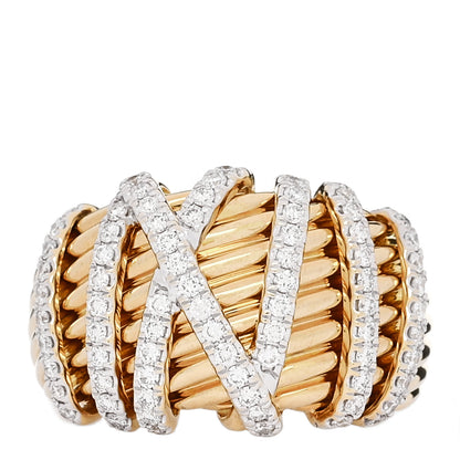 David Yurman 18K Yellow Gold Diamond 15mm Helena Ring 52 6 1 of 5