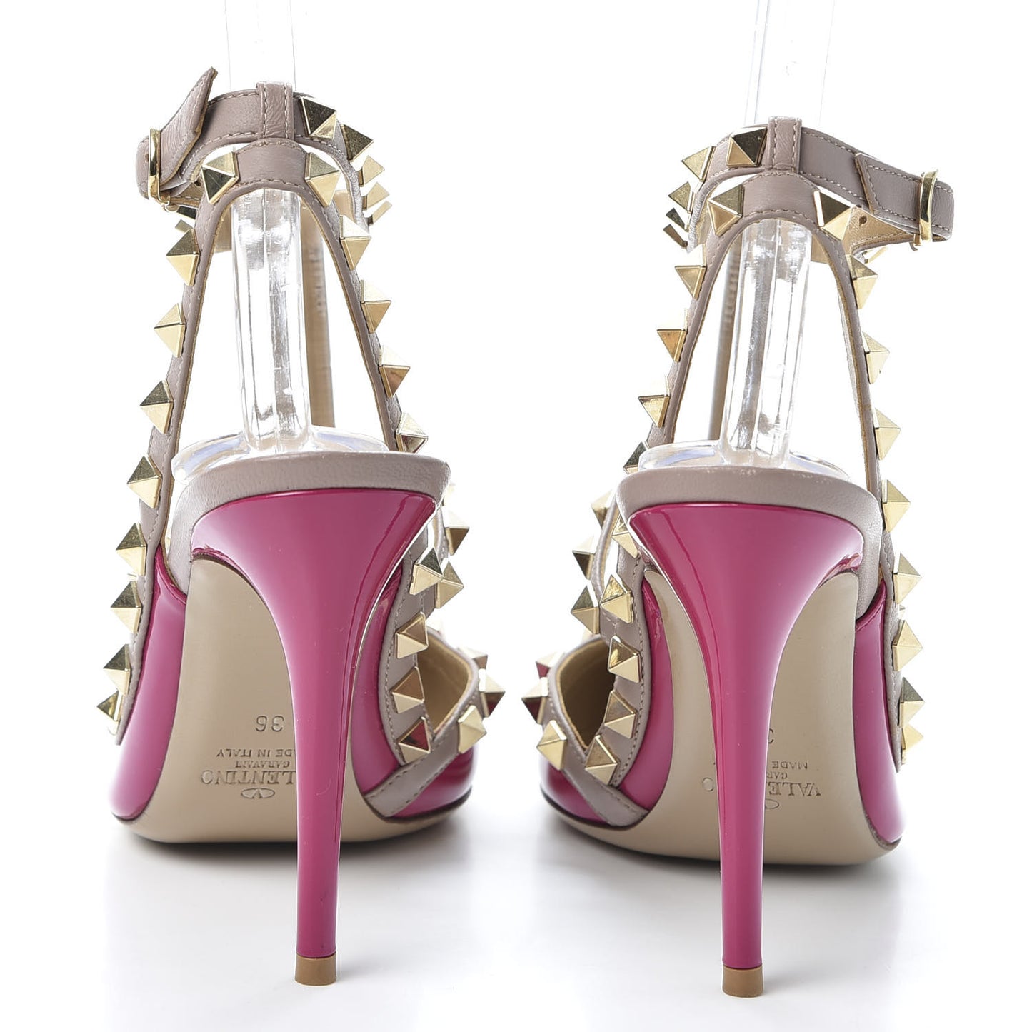 Patent Rockstud Ankle Strap 100mm Pumps 36 Ninphea Poudre