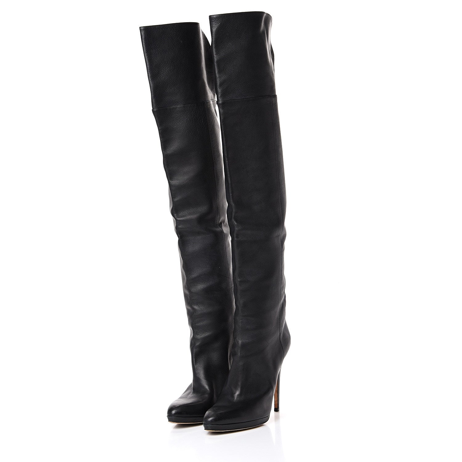 Jimmy Choo Calfskin Gypsy Over The Knee Boots 40 Black 3 of 13