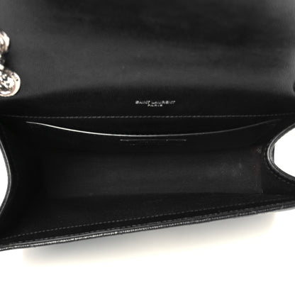Saint Laurent Grain De Poudre Textured Mixed Matelasse Triquilt Medium Monogram Satchel Black 5 of 11