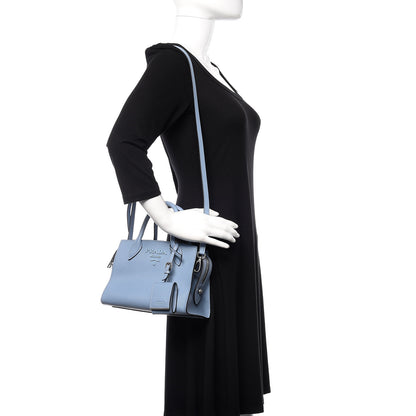 Prada Saffiano Cuir Calfskin Mini Monochrome Top Handle Tote Astrale 3 of 12