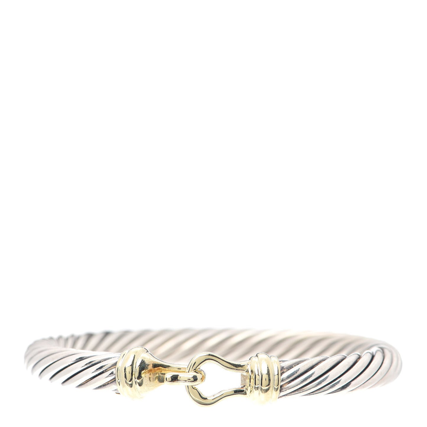 Sterling Silver 18K Yellow Gold 7mm Cable Buckle Bracelet