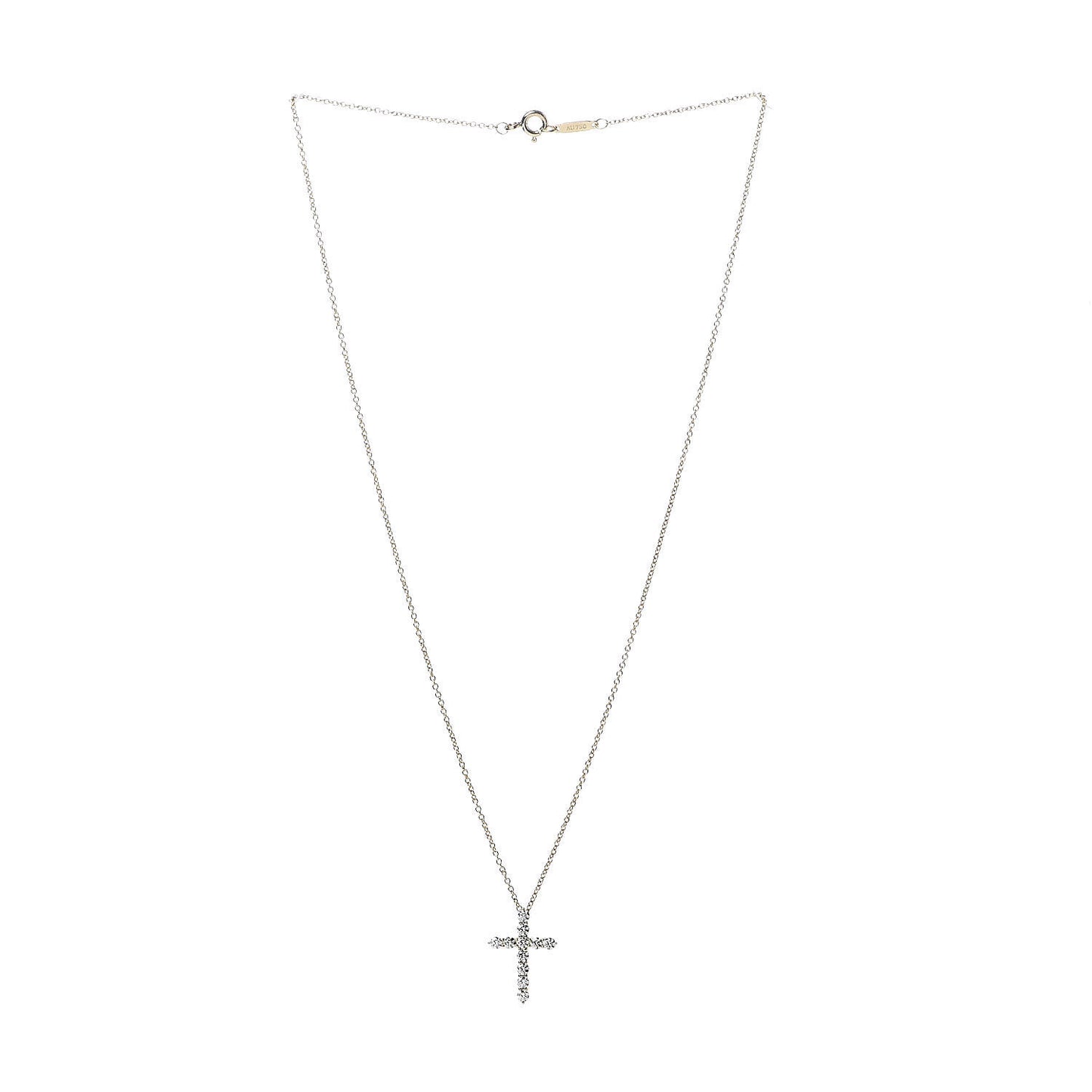 18K Yellow Gold Diamond Small Cross Pendant Necklace
