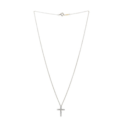 Tiffany 18K Yellow Gold Diamond Small Cross Pendant Necklace 3 of 9