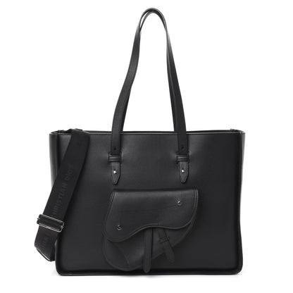 Christian Dior Grained Calfskin Saddle Tote Black 1 of 9