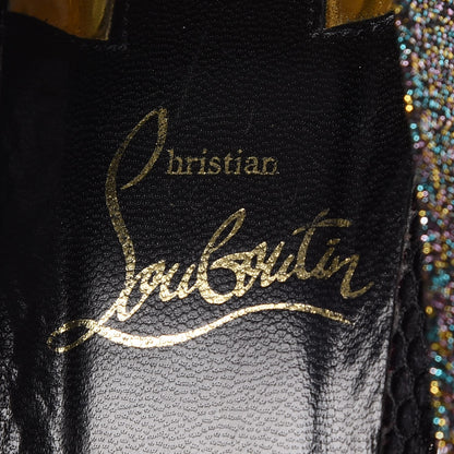 Christian Louboutin Specchio Suede Calfskin Elastagram 100 Sandals 38 Black Multi 9 of 9