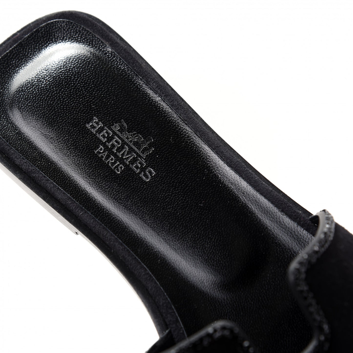 Suede Goatskin Crystal Oran Sandals 37 Black