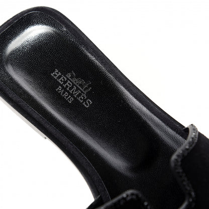 Hermes Suede Goatskin Crystal Oran Sandals 37 Black 8 of 11