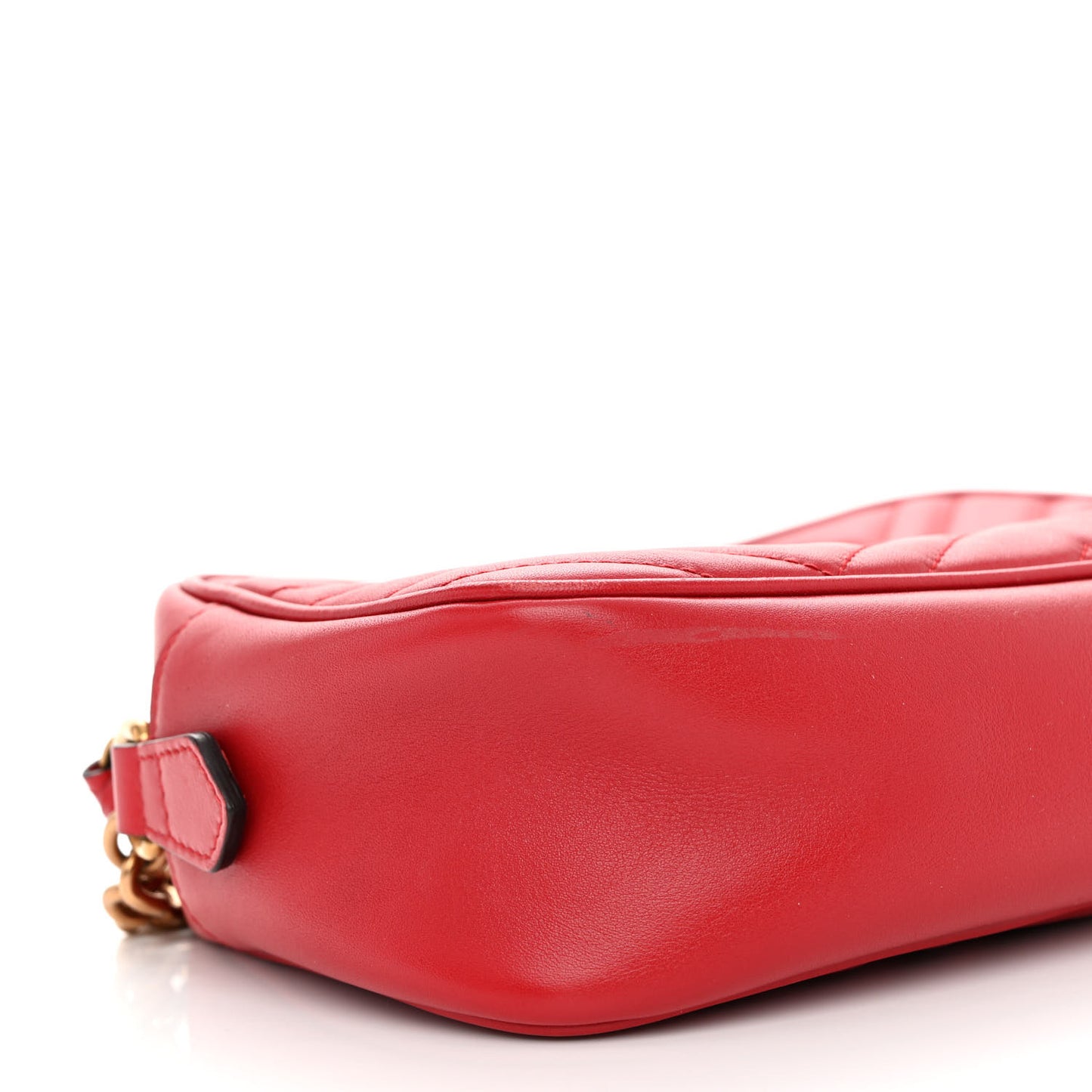 Calfskin Matelasse Small GG Marmont Chain Shoulder Bag Hibiscus Red