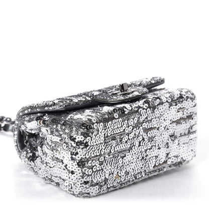 Chanel Sequin Mini Square Flap Silver 4 of 10