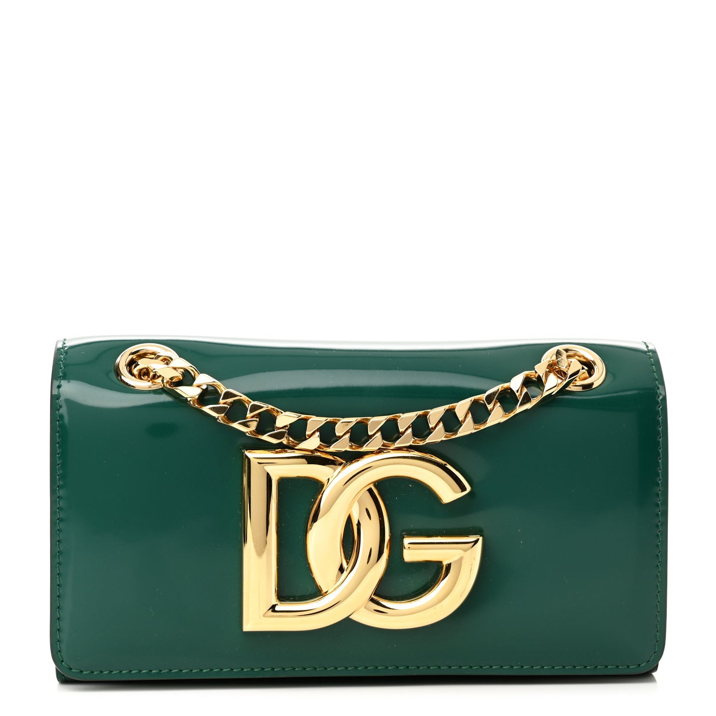 Patent DG Girls Phone Shoulder Bag Emerald