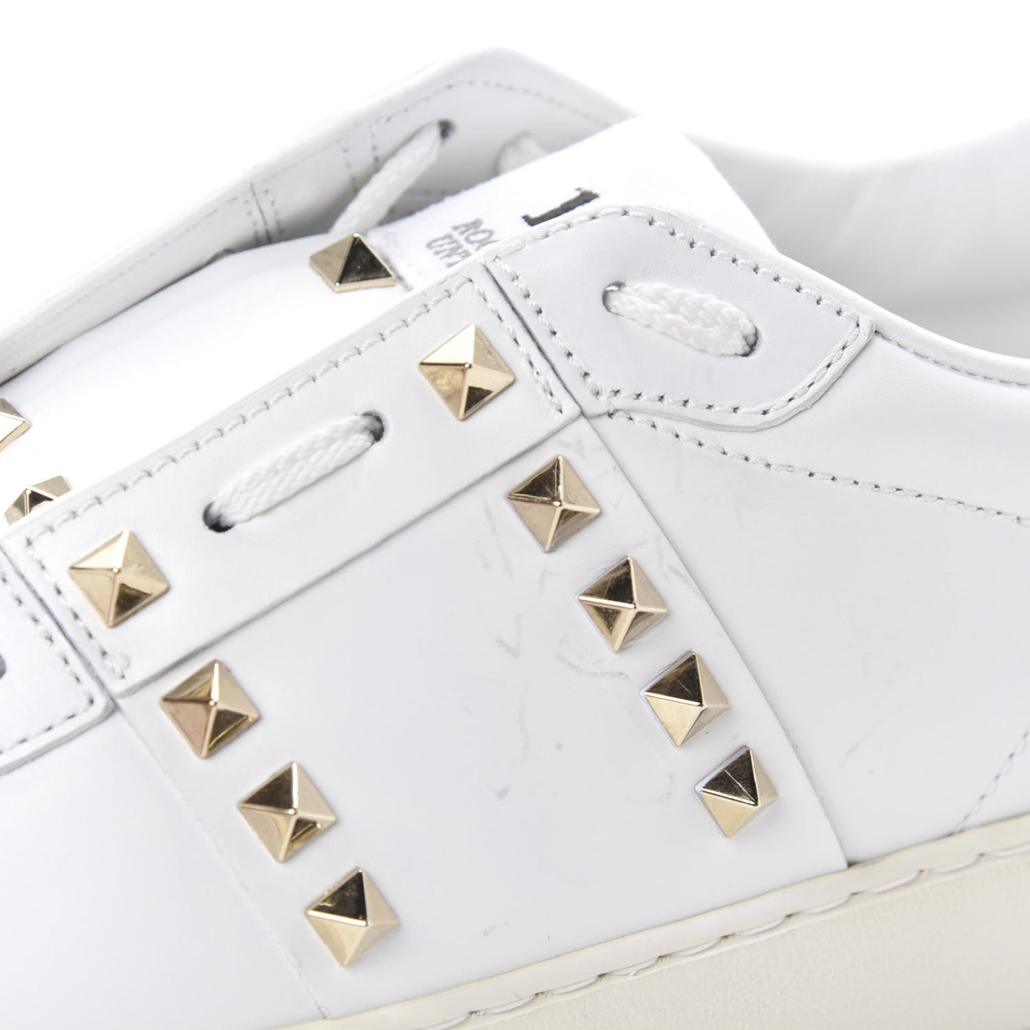 Calfskin Womens Rockstud Untitled Open Sneakers 41.5 White