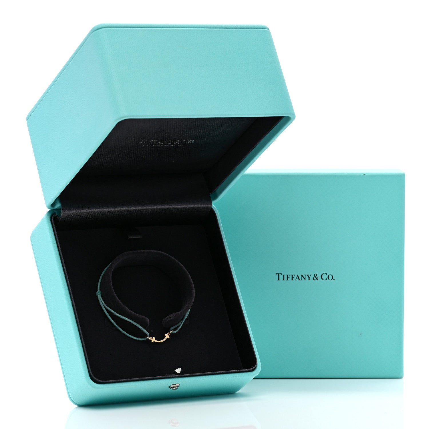 Tiffany 18K Yellow Gold Mini T Smile Cord Bracelet Blue 4 of 4